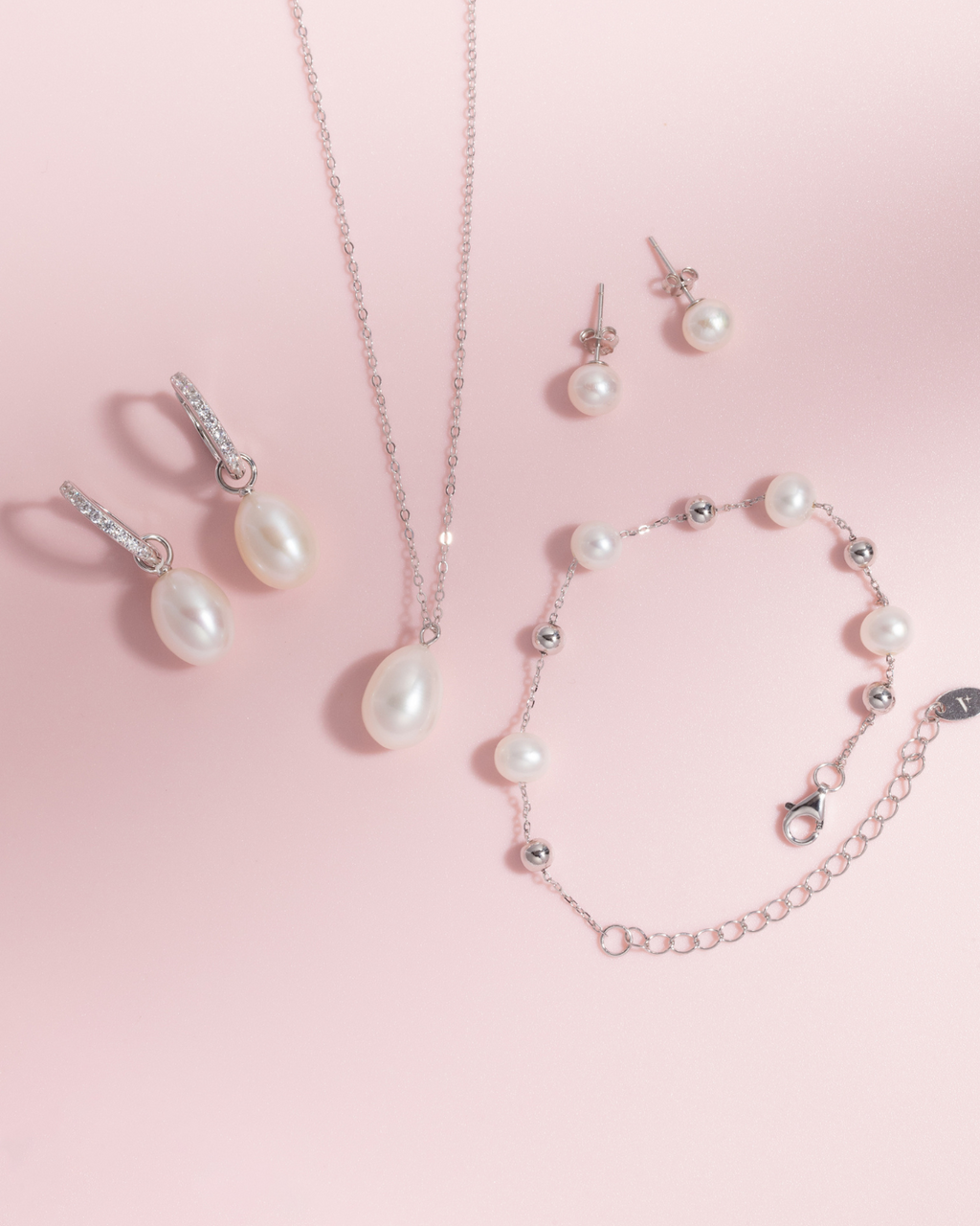 Pearl Hoop Drop Earrings with Removable Pearls in Sterling Silver