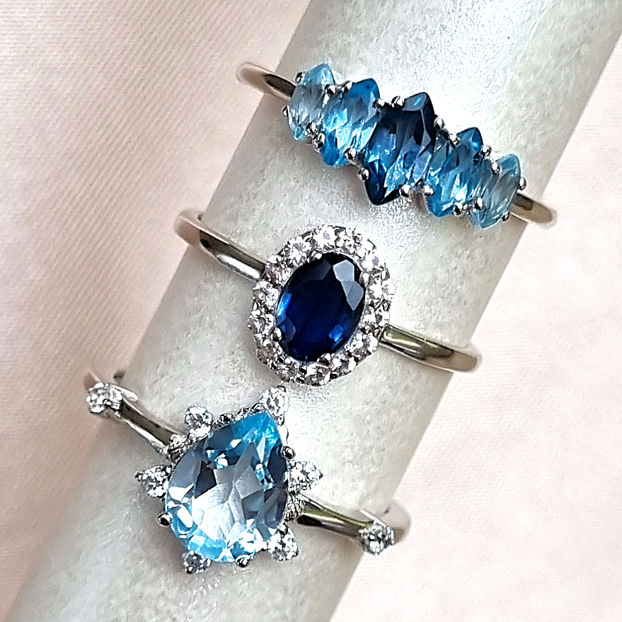 Ombre Blue Topaz Ring in Sterling Silver