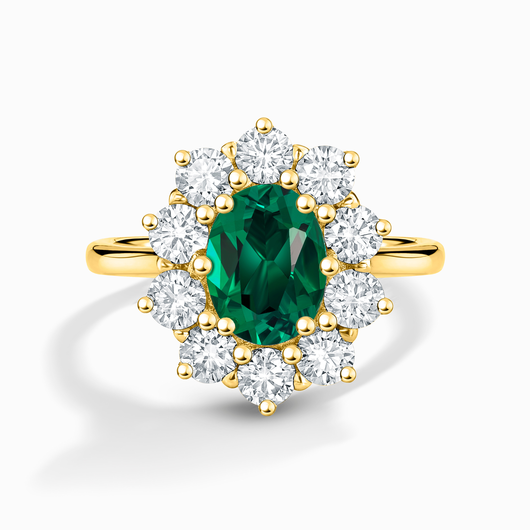 Emerald Halo Engagement Ring in 18k Gold Vermeil