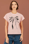 Yumi Pink Bow T-Shirt With Lace
